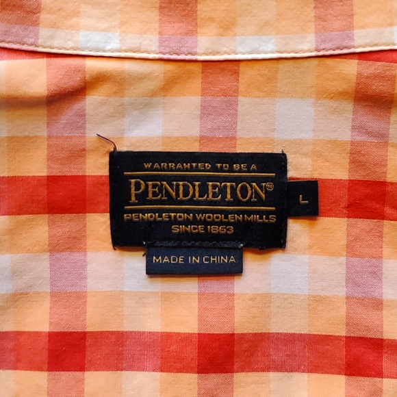 Pendleton Cotton Plaid button up long sleeve shirt. Size Large. Spring colors. - Picture 2 of 8